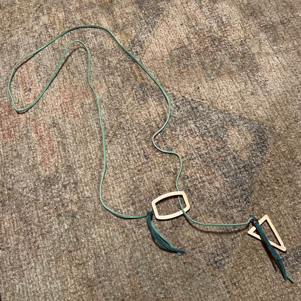 Handmade wood and leather necklace/earring set